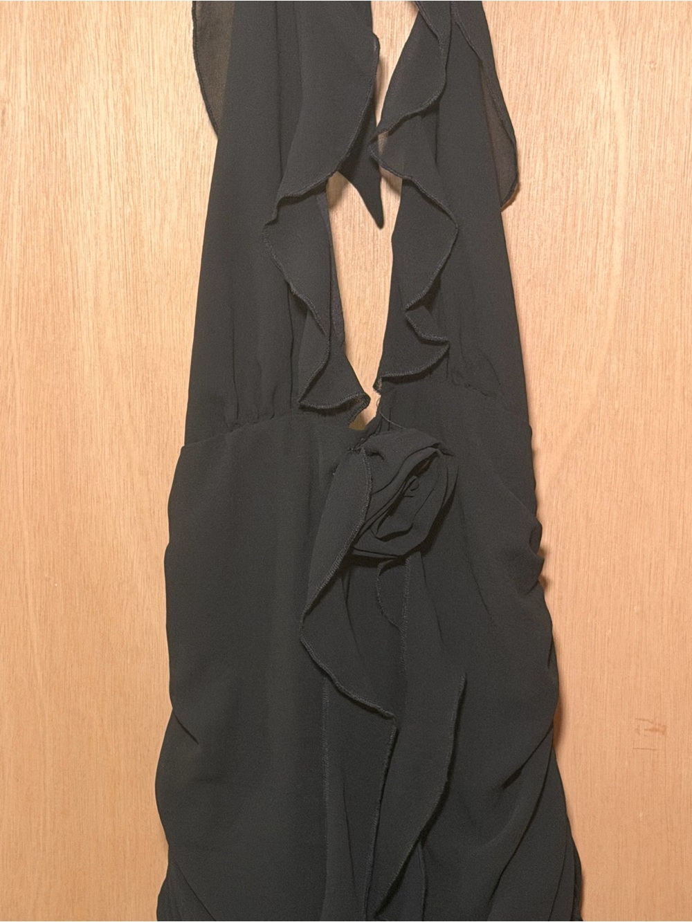 Peppermayo Black Ruffle Tie-Front Mini Dress - Picture 3 of 6